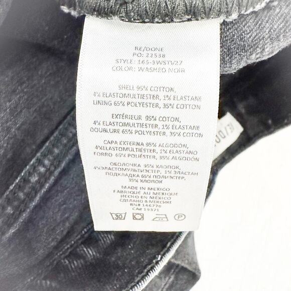 Re/Done 70's Stovepipe Washed Noir Button Fly Raw Hem Denim Jeans Size 25 - Picture 7 of 10